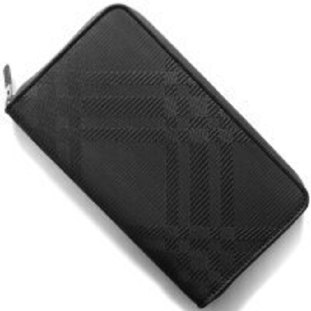 Burberry Check Jacquard Long Wallet Black Zip LG